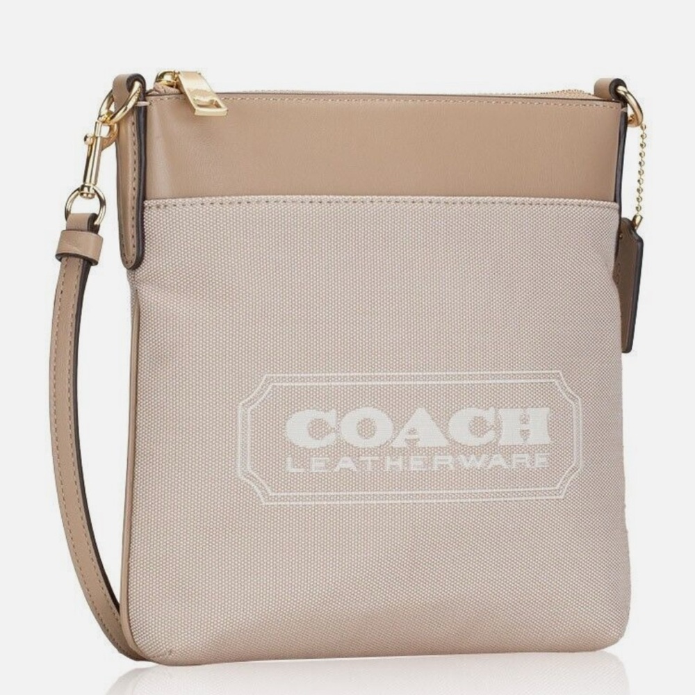 Coach Chalk Kitt Leather and Canvas Crossbody